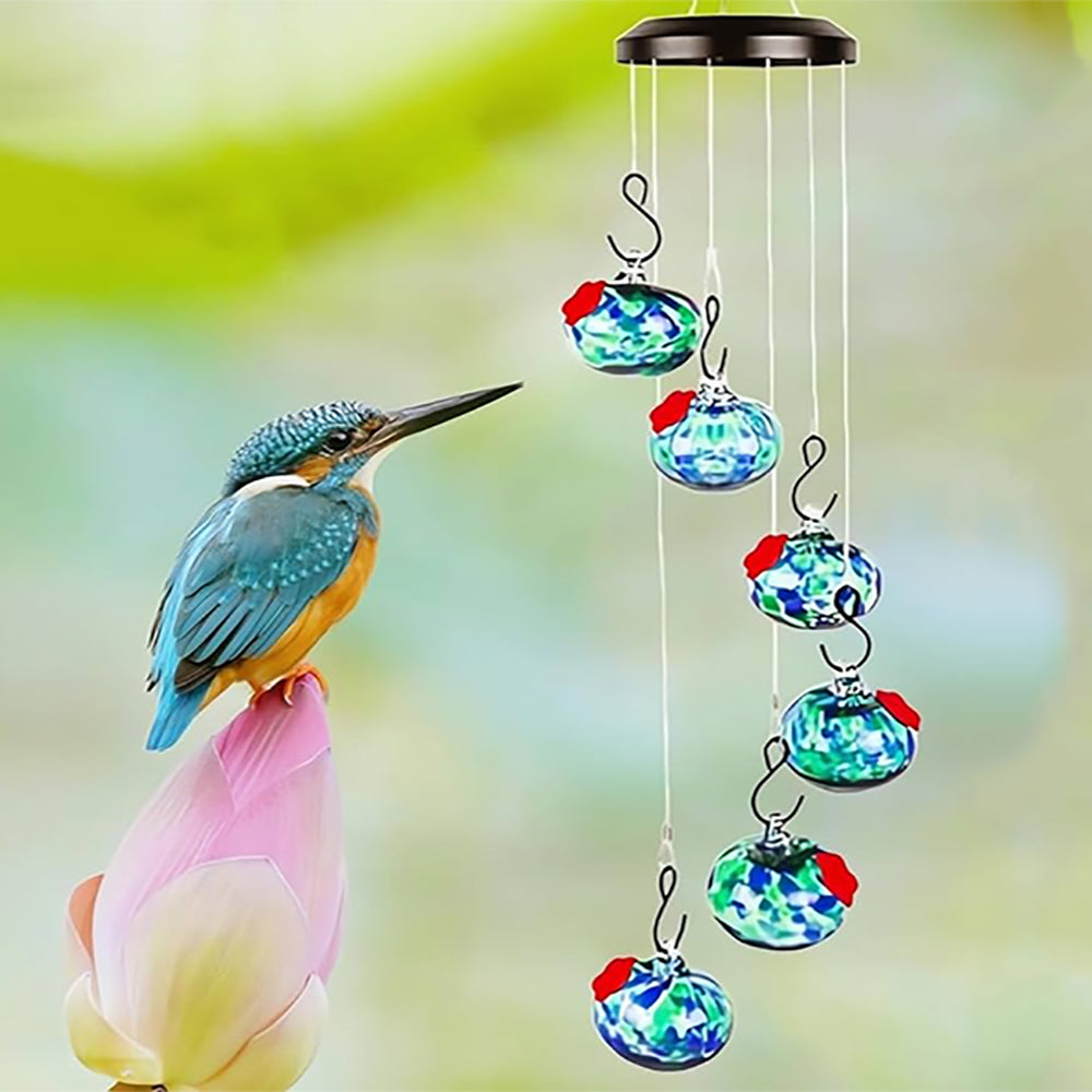 Sherum Glasses Wind Chime Hummingbird Feeder