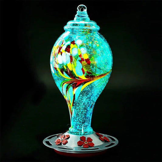 Hand Blown Glass Hummingbird Feeder - 25 Ounces