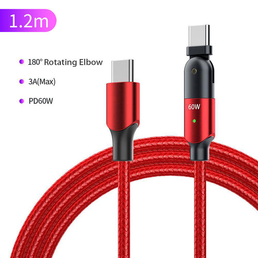 60W/100W USB C to C Cable 180° Rotation, Type C PD Fast Charging Cable Braided Cord