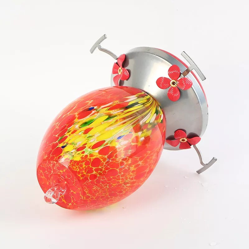 Hummingbird Feeder Hand Blown Glass - 25 Ounces